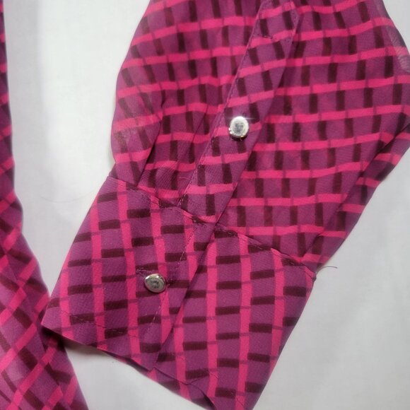Liz Claiborne Petite Pink & Purple Checkered Button-Down Blouse Size PM - Picture 7 of 9